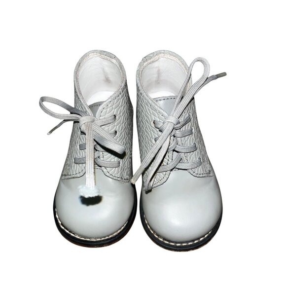 Vintage Style Josmo Baby First Walker Boots In Gray Textured Leather Size 4 Used - Picture 2 of 13